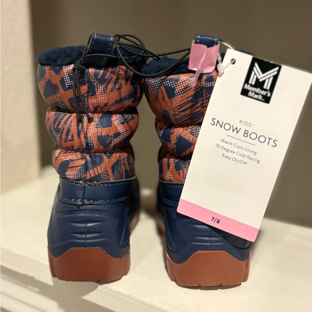 NWT Boys Blue/Rust Orange MEMBER'S MARK Winter Snow Boots - Toddler Size 7/8_4